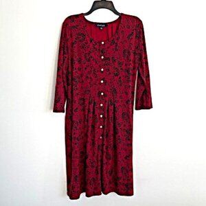Chadwicks Red and Black Paisley Dress with 3/4 Sleeves